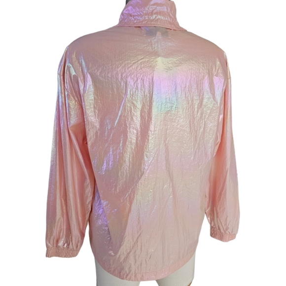 NWT Fashion Nova Windbreaker Candy Coated  Iridescent Lightweight Jacket - Picture 3 of 9